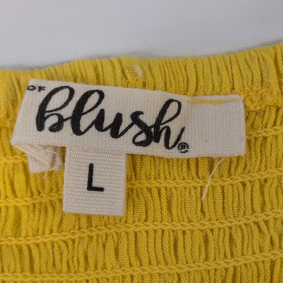 Blush Womens L Yellow Crochet Peplum Tank Top Boho Ruffle Hem Y2K Festival Cami - Picture 7 of 9